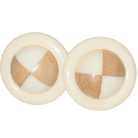 WOODEN BEACH BALL BUTTON CLIP EARRING