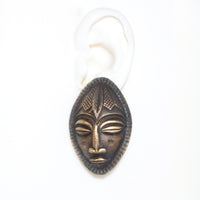 OVERSIZED TRIBAL MASK VINTAGE CLIP EARRINGS