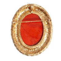 RED GLASS STONE BROOCH