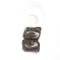 VINTAGE OVERSIZED TEXTURED BRUTALIST SILVER EARRING