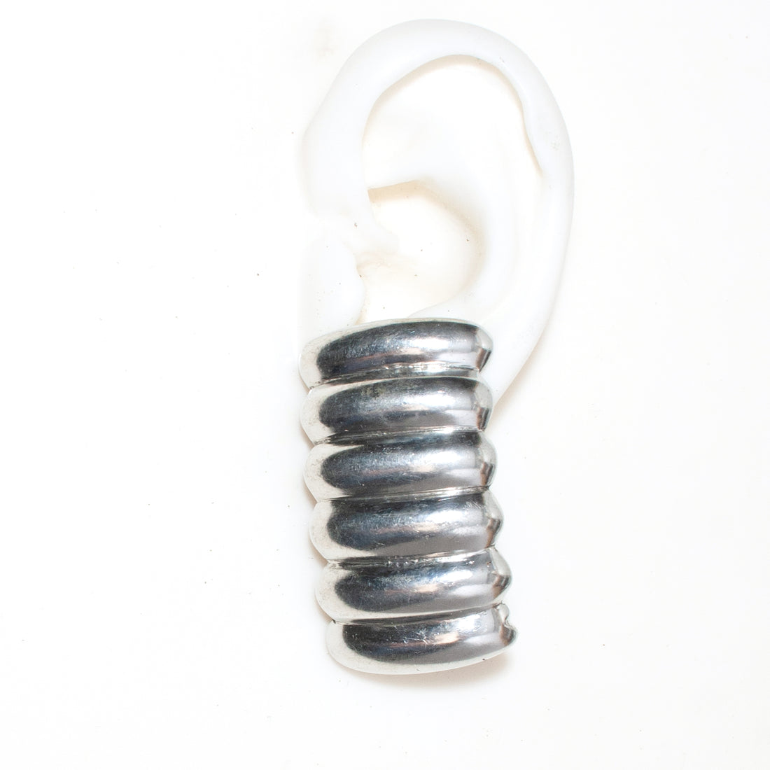 STACKED SILVER TOWER VINTAGE CLIP ON EARRINGS
