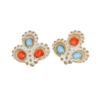 MIDCENTURY RED & BLUE CLIP EARRING
