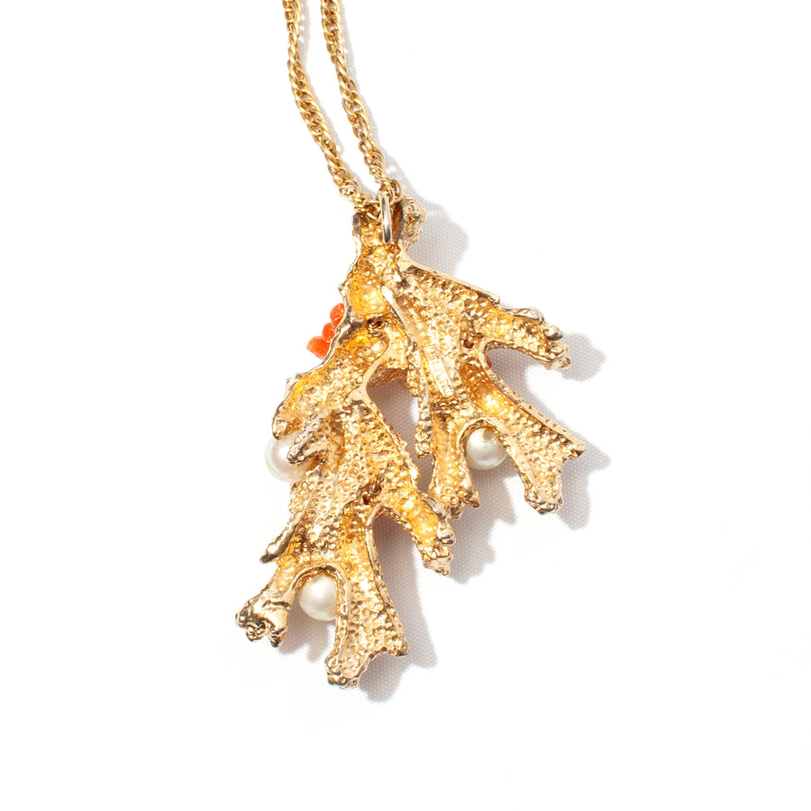 CASTLECLIFF VINTAGE: GOLDEN CORAL BRANCH PENDANT