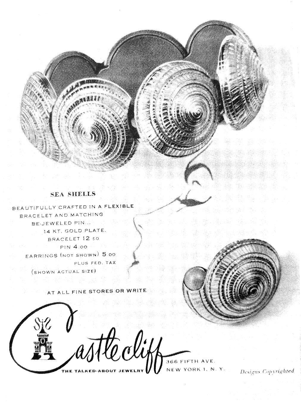 CASTLECLIFF SEA SHELLS: BEJEWELED SHELL BROOCH