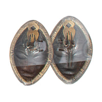OVERSIZED TRIBAL MASK VINTAGE CLIP EARRINGS