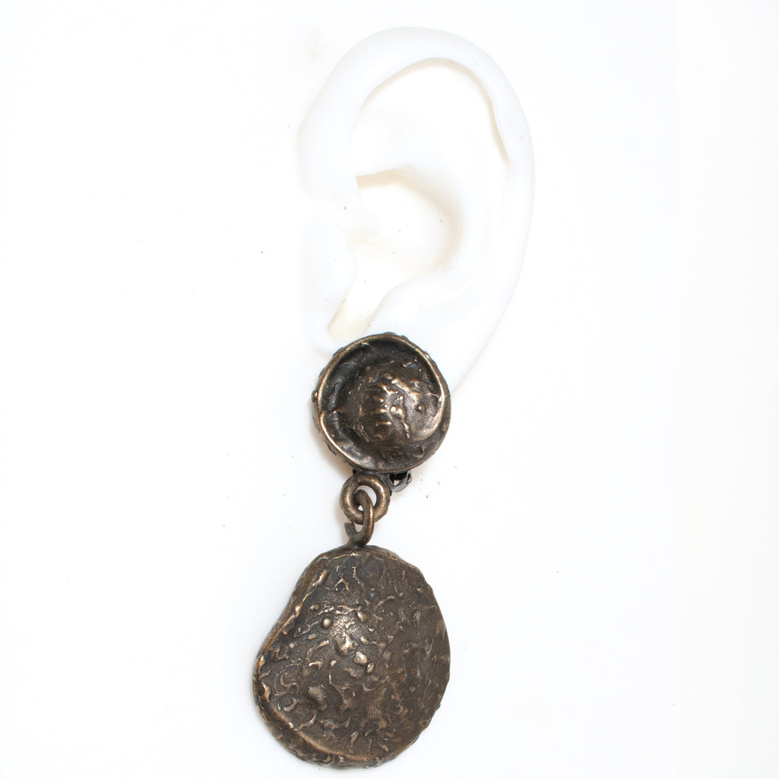 DOUBLE COIN DROP EARRINGS IN DEEP ANTIQUE GOLD