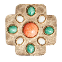 CABOCHON MALTESE CROSS BROOCH