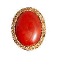 RED GLASS STONE BROOCH