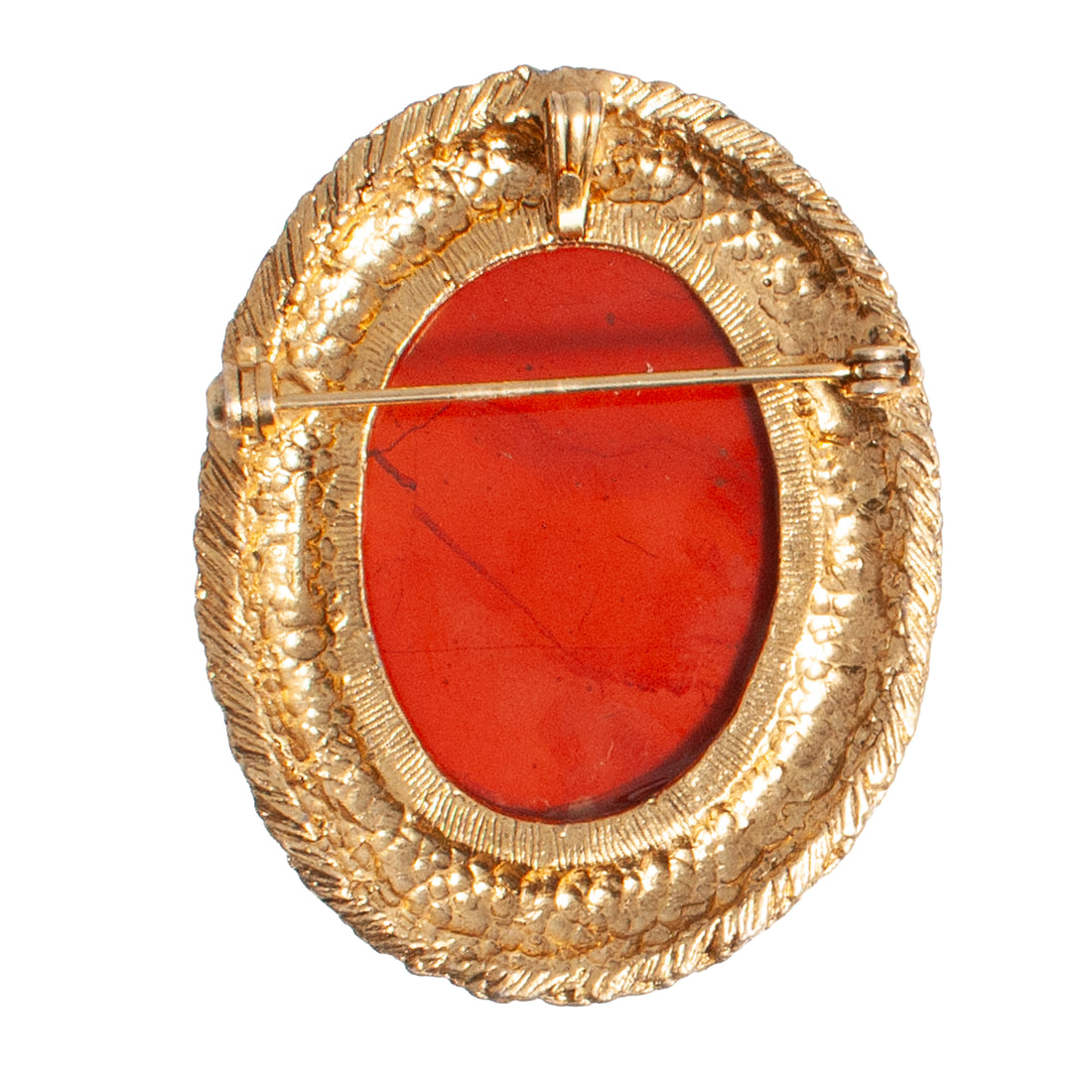 RED GLASS STONE BROOCH