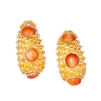 TEXTURED GOLDEN CORAL CLIP EARRING