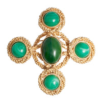 VINTAGE OVERSIZED GREEN STONE BROOCH