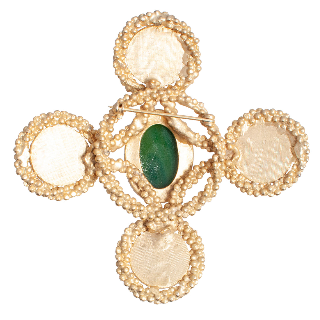 VINTAGE OVERSIZED GREEN STONE BROOCH