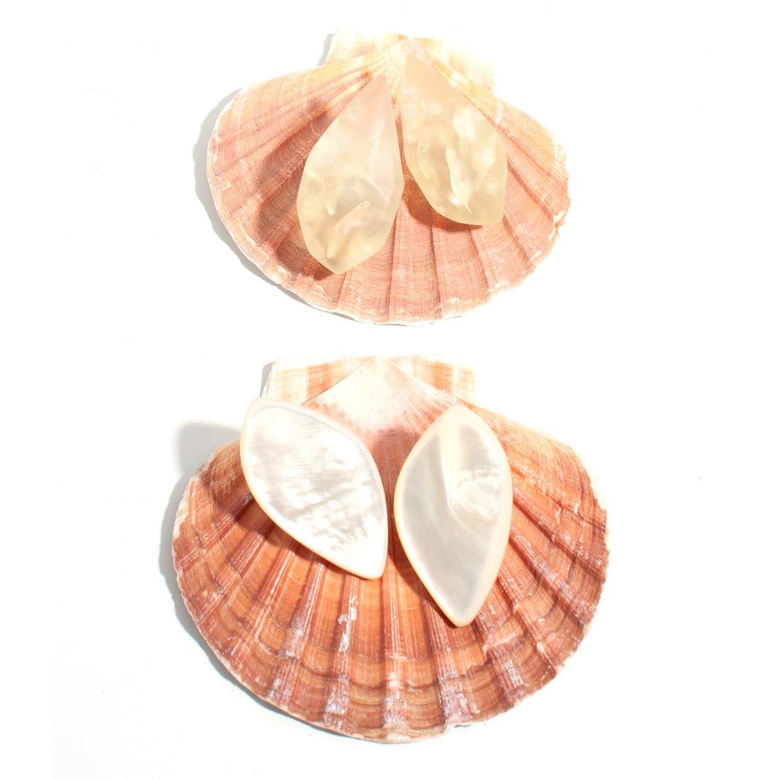 MONIES MOTHER OF PEARL LEAF EARRINGS