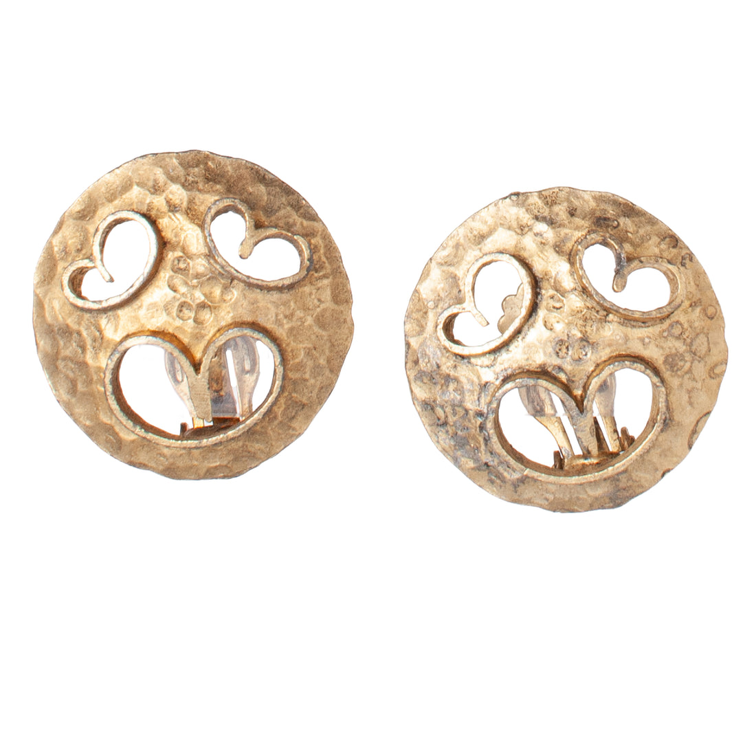 VINTAGE HOBE BRUTALIST ROUND CLIP EARRING