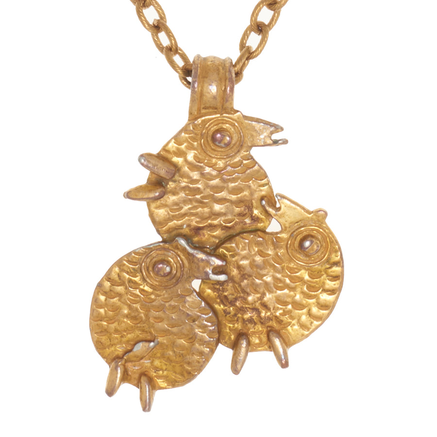 CASTLECLIFF VINTAGE: GOLDEN AVIAN TRIO PENDANT